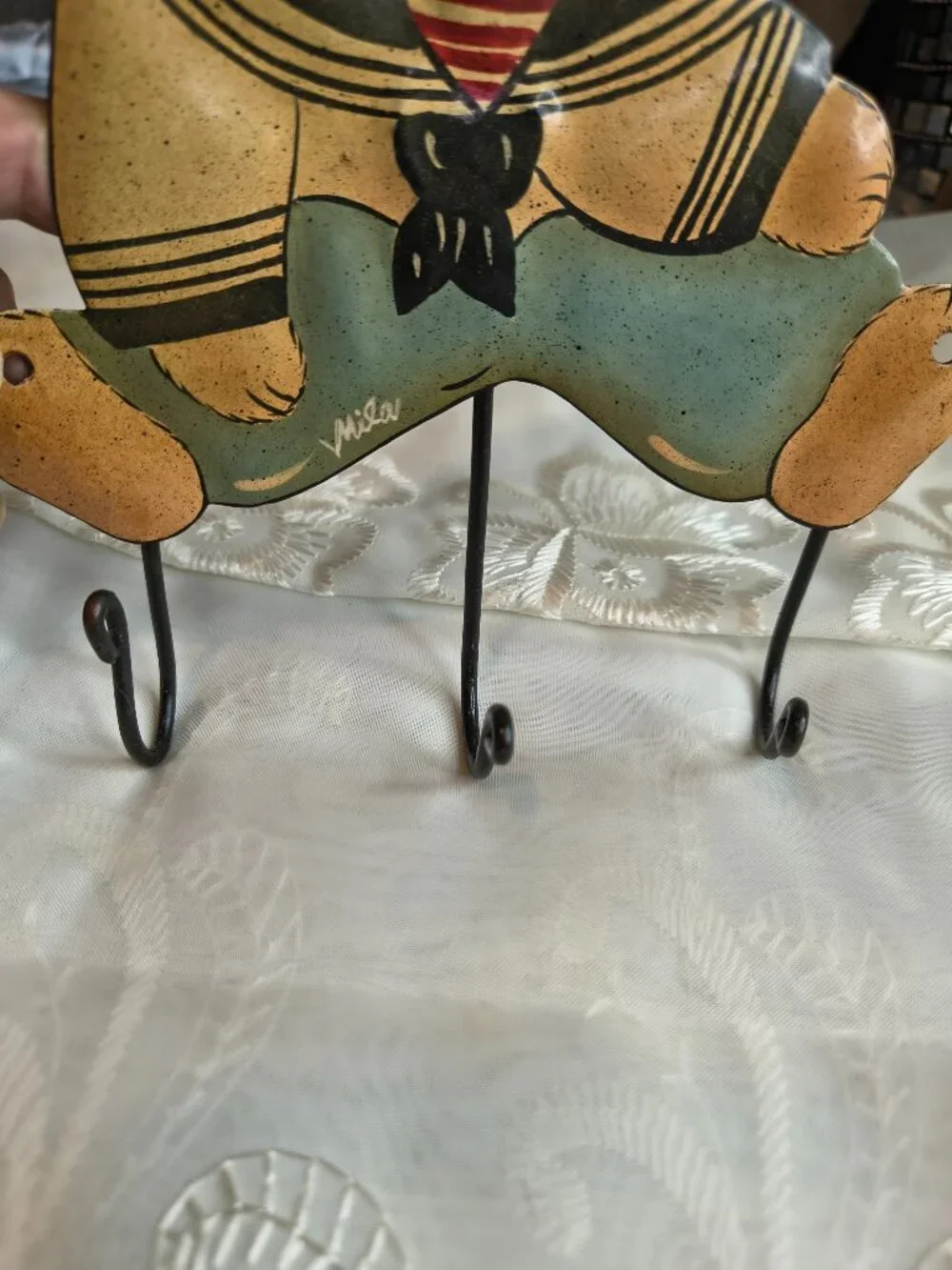 Metal Sailor Bear 3 Hook Wall Decor